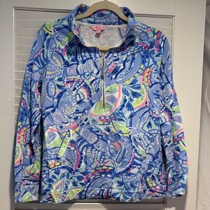 Lilly Pulitzer Pastel Blue Printed Quarter-Zip Pullover